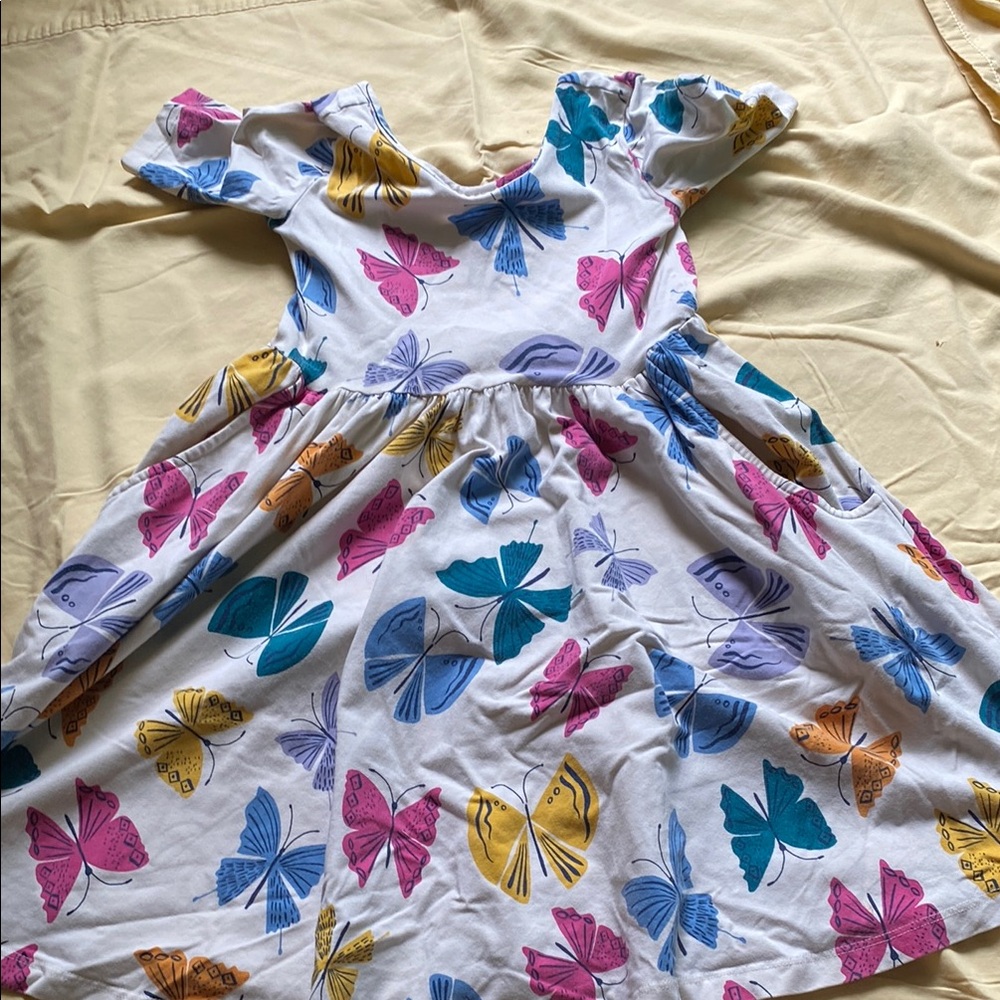 Hanna Andersson Pink and Blue Off-the-Shoulder Sundress